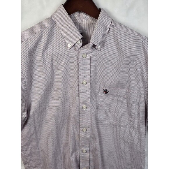 Southern Proper Men's Medium Striped Short Sleeve Button Up Shirt - Picture 2 of 7